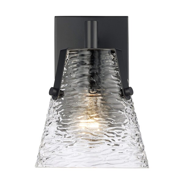 Z-Lite Analia Wall Sconce, 1-Light, 6.5 In.W x 7.5 In.L x 9.25 In.H, Matte Black/Clear Ribbed 1101-1S-MB - main
